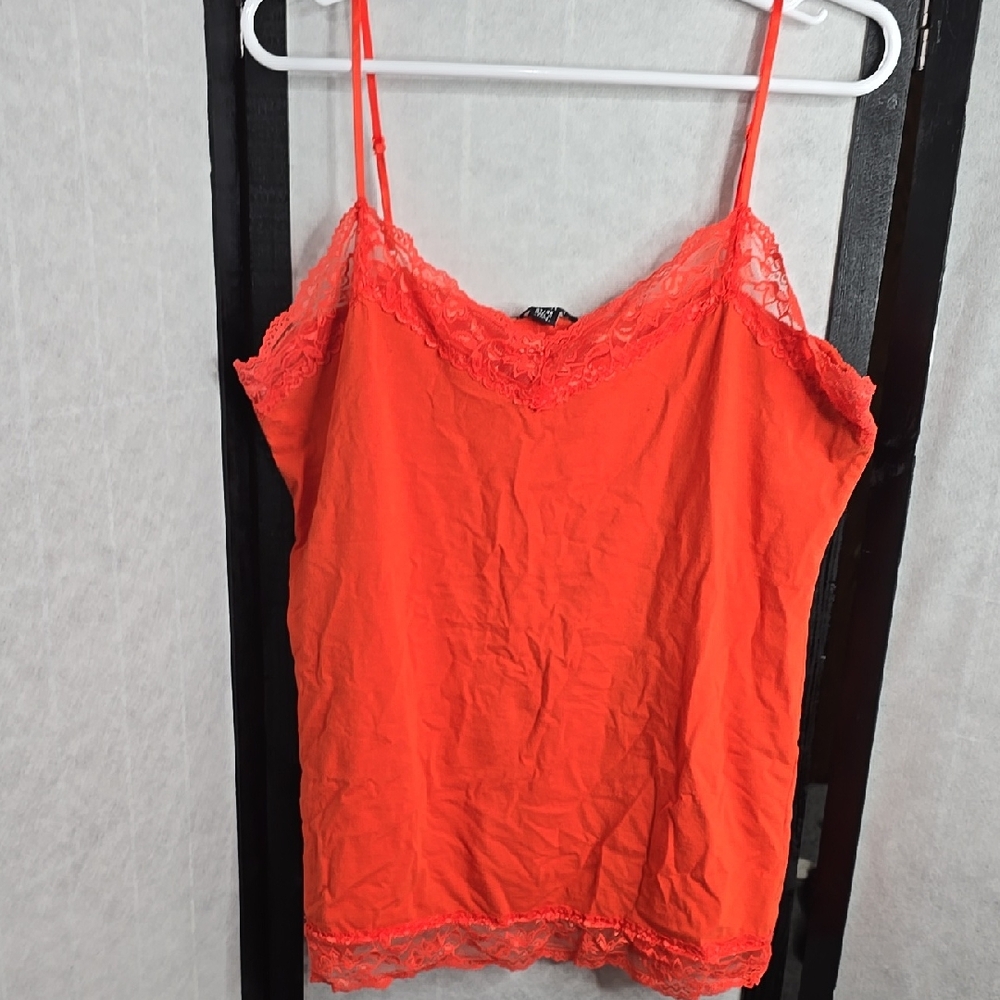 Women's Lace Trim Camisole Top - Orange